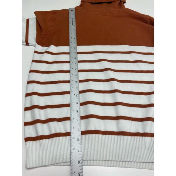 Sucrefas Turtleneck Knit Sweater Long Sleeve Colorblock Brown White Women's M - Picture 8 of 8
